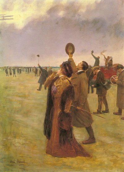 Decollo di un biplano tipo Wright da Jean Beraud